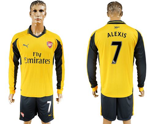 Arsenal #7 Alexis Away Long Sleeves Soccer Club Jersey